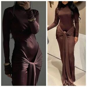 Elegant Brown Maxi Dress